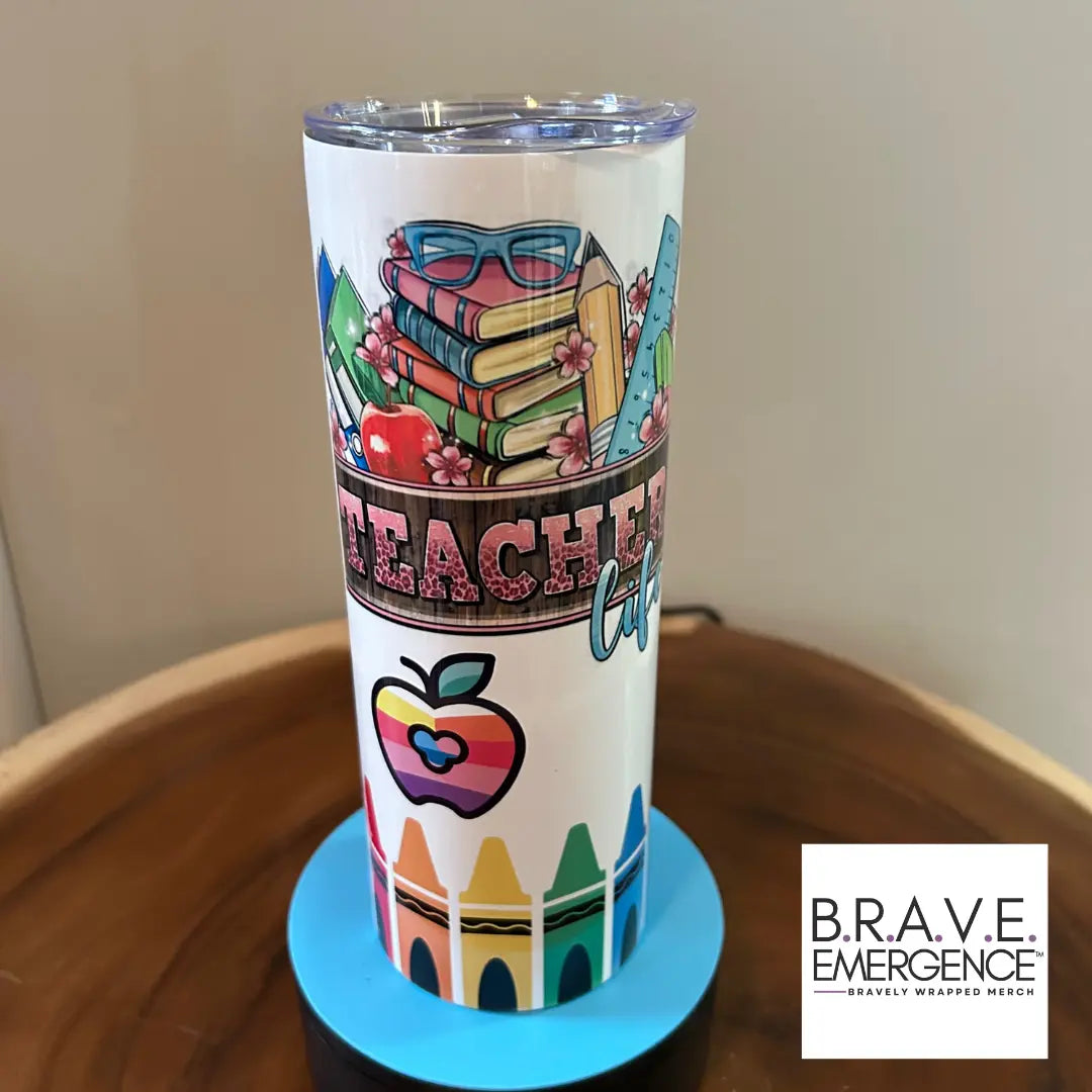 Teacher Life - 20-oz Tumbler Bravely Wrapped Merch